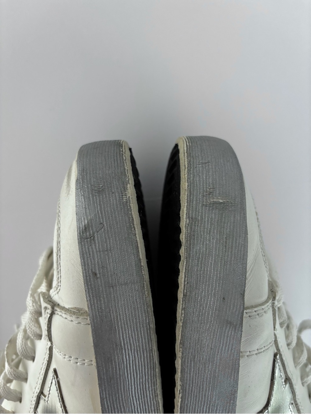 Golden Goose Stardan White Silver Star Distressed Sneakers - Made in Italy - Picture 11 of 13